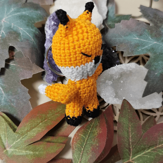 Porte clé crocheté renard