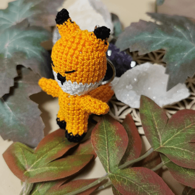Porte clé crocheté renard