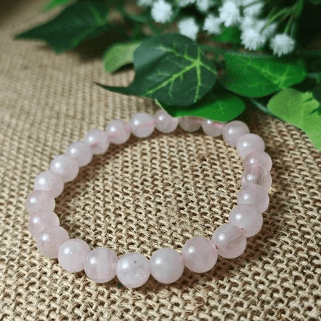 Bracelet 8mm quartz rose brésil