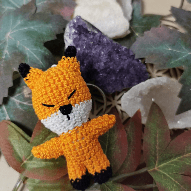 Porte clé crocheté renard