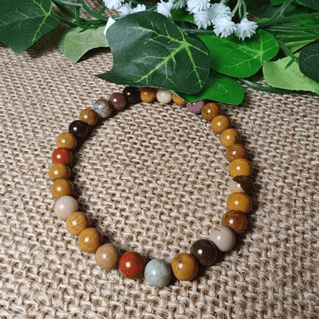 Bracelet 6mm jaspe mokaïte 