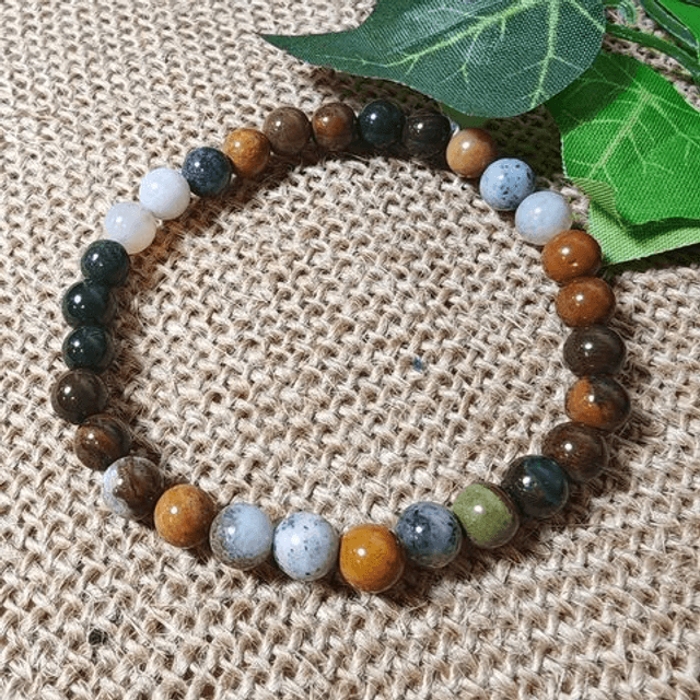 Bracelet 6mm jaspe océan A+